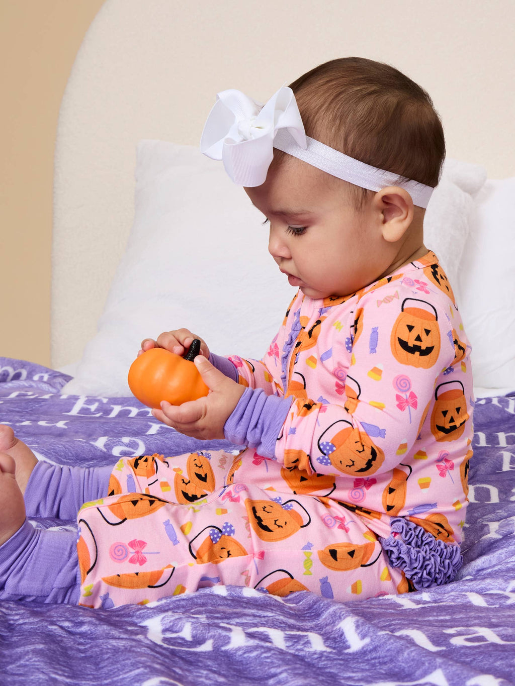 Pumpkin Boo Crew Bamboo Ruffle Footie