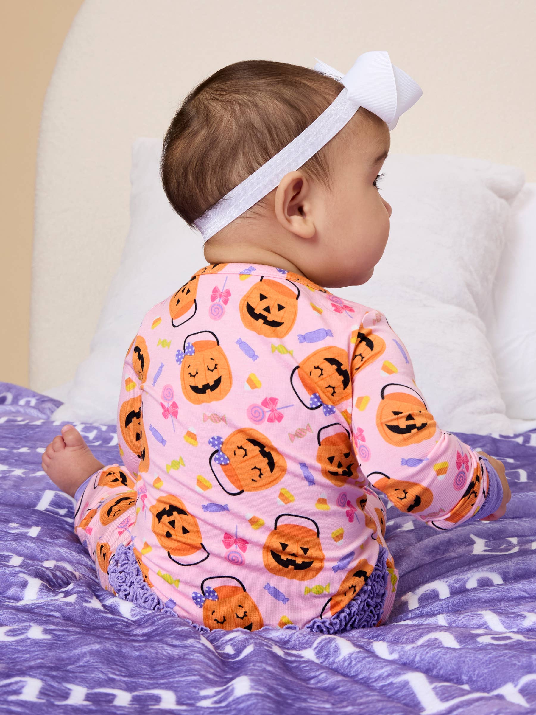 Pumpkin Boo Crew Bamboo Ruffle Footie