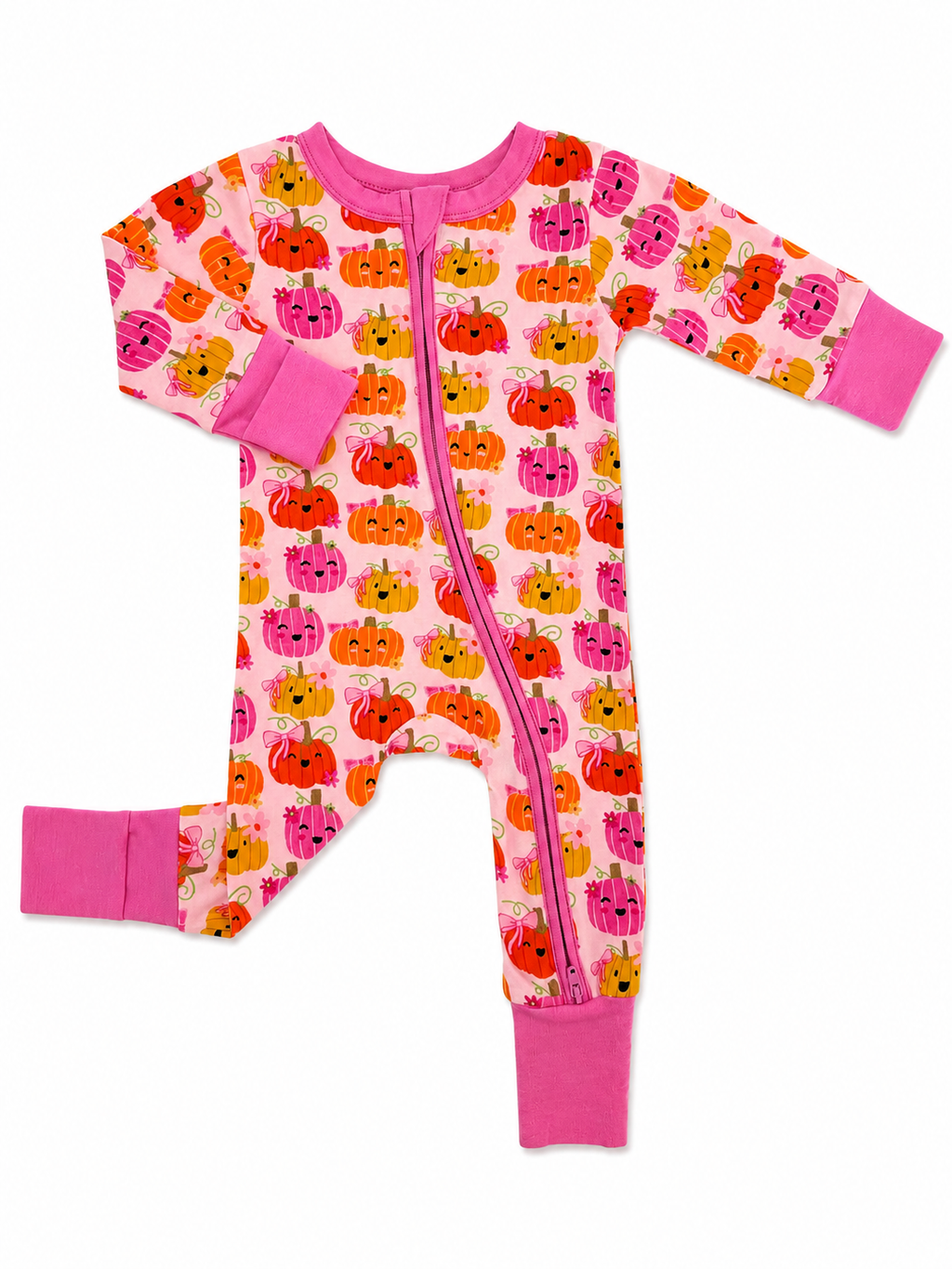 Pink Pumpkin Bamboo Footie