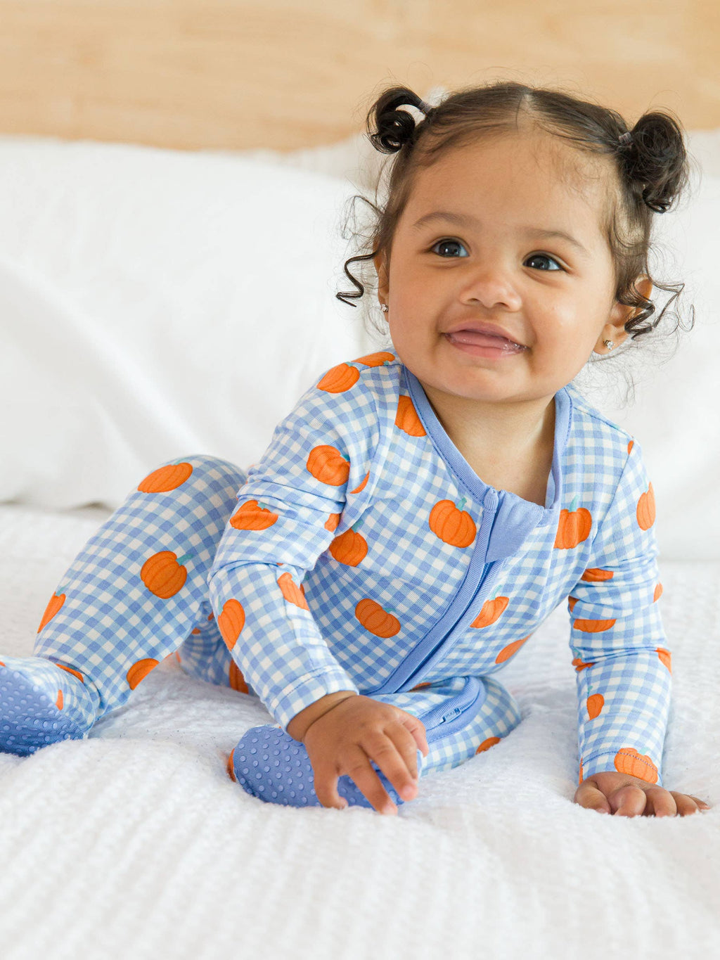 Pumpkin Patch Gingham Bamboo Footie