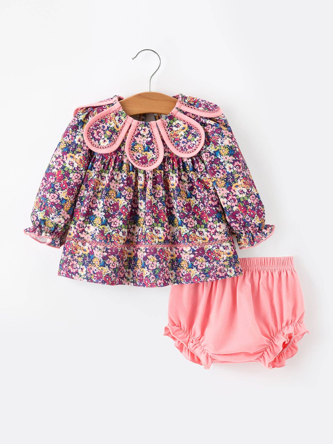 Purple Petal Collar Top & Bloomer Set