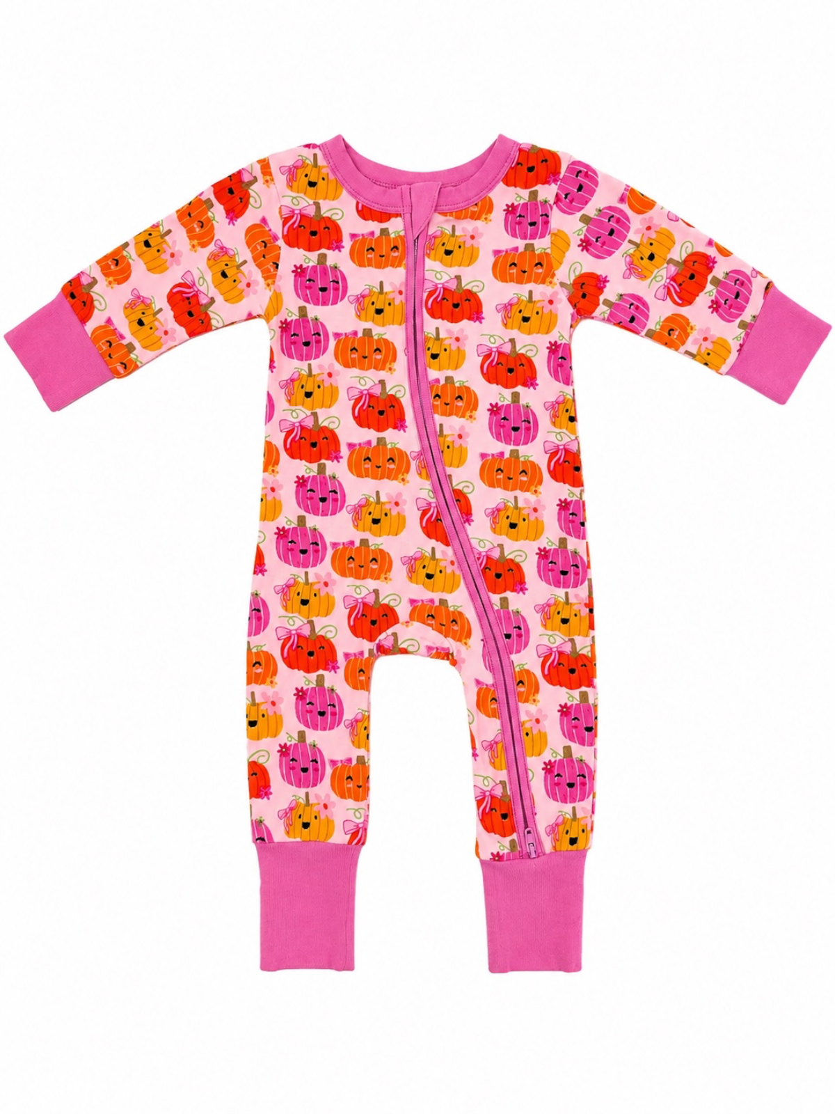 Pink Pumpkin Bamboo Footie