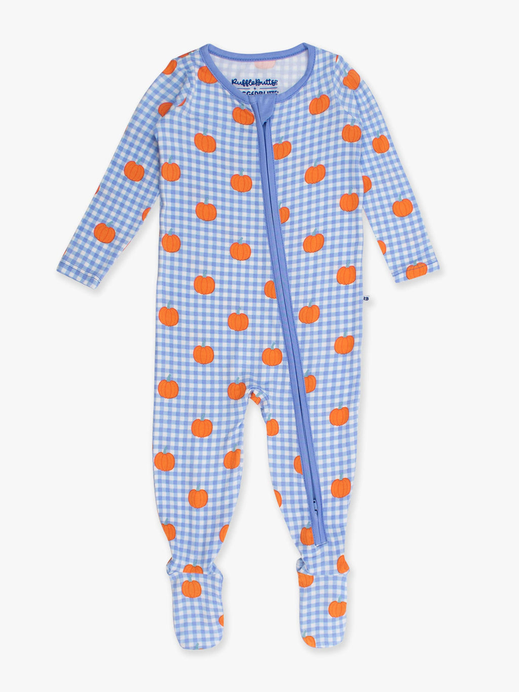 Pumpkin Patch Gingham Bamboo Footie