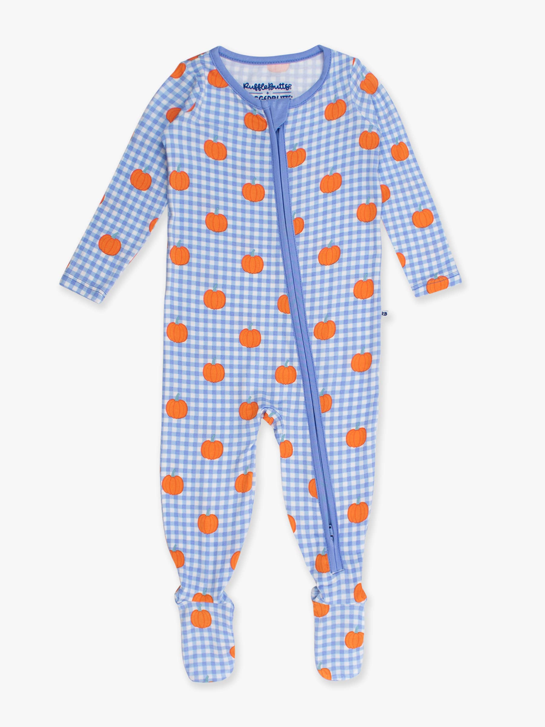 Pumpkin Patch Gingham Bamboo Footie