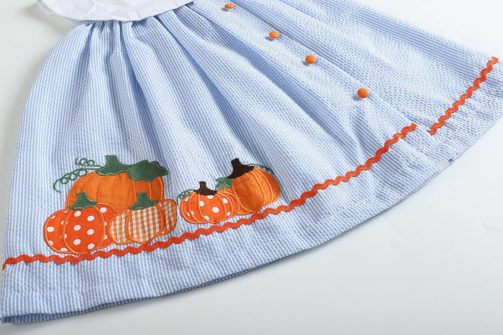 Pumpkin Patch Seersucker Yoke Dress