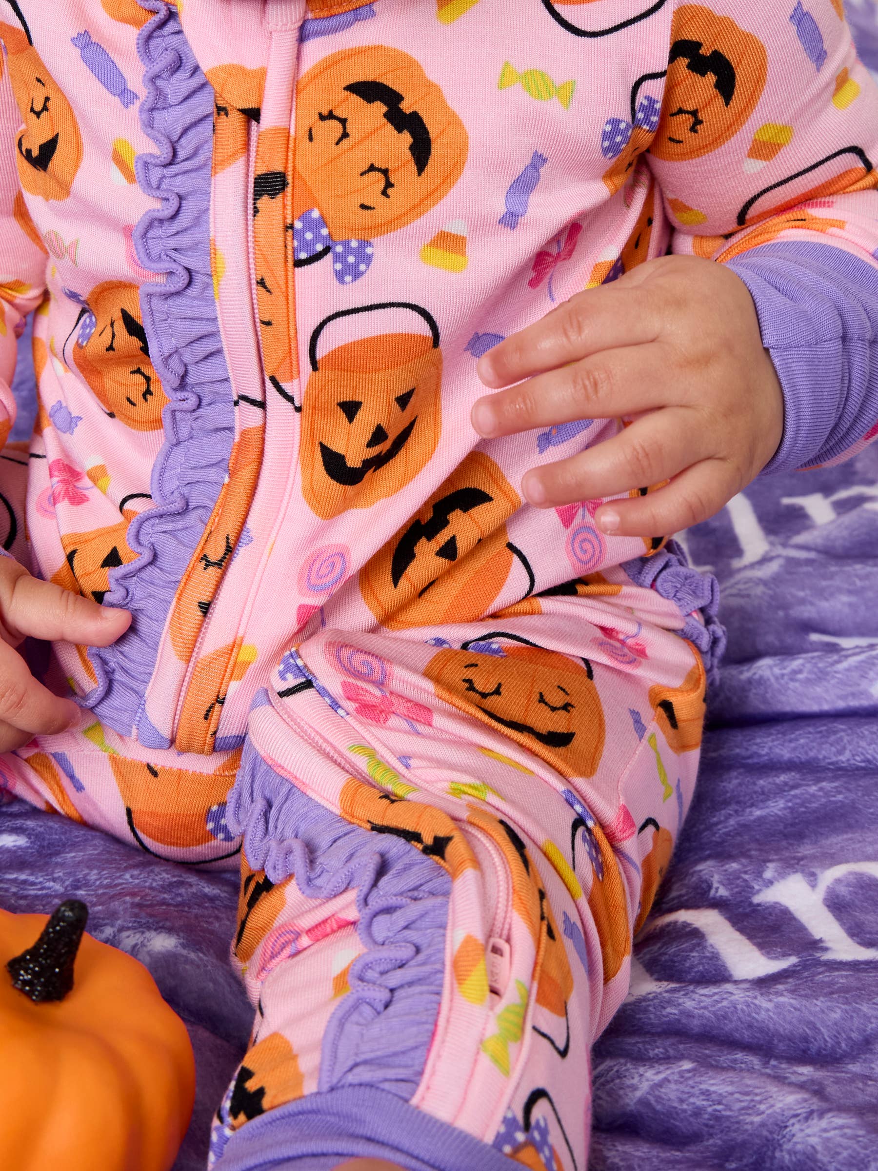 Pumpkin Boo Crew Bamboo Ruffle Footie