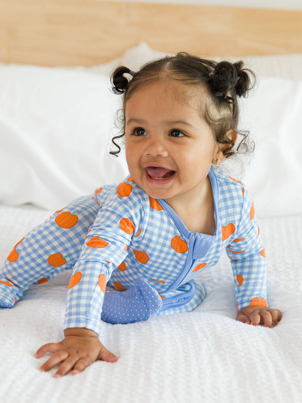Pumpkin Patch Gingham Bamboo Footie