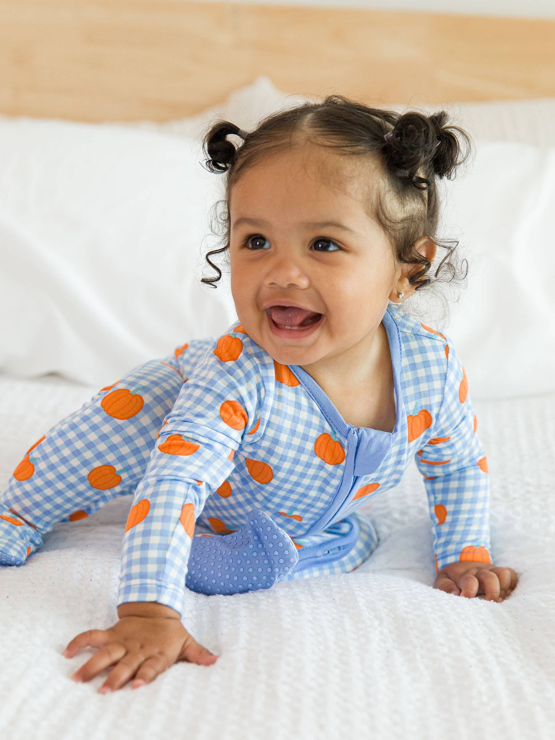 Pumpkin Patch Gingham Bamboo Footie