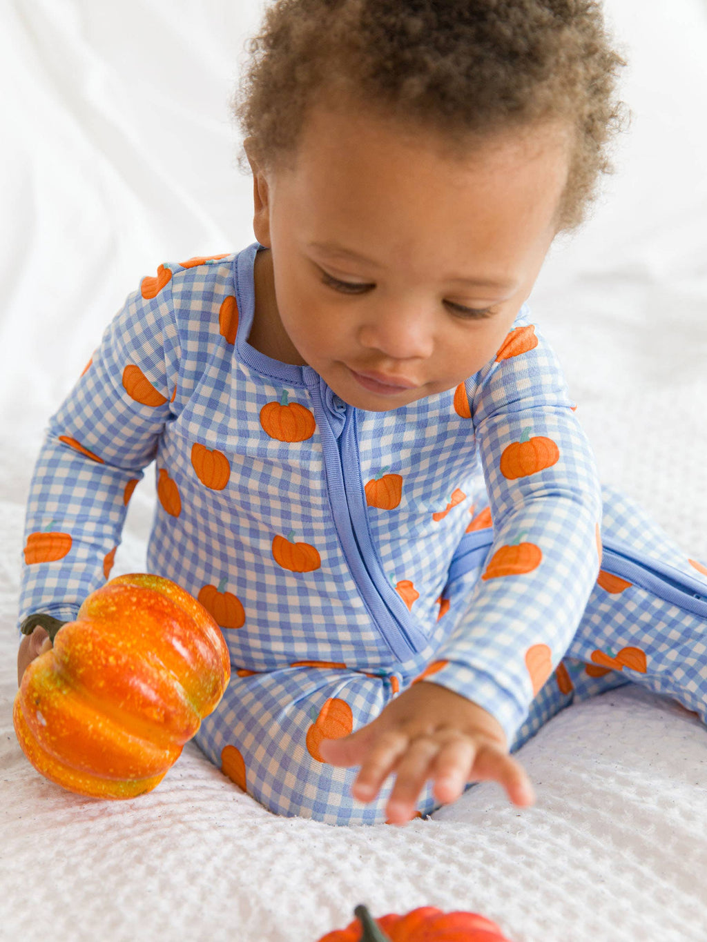Pumpkin Patch Gingham Bamboo Footie
