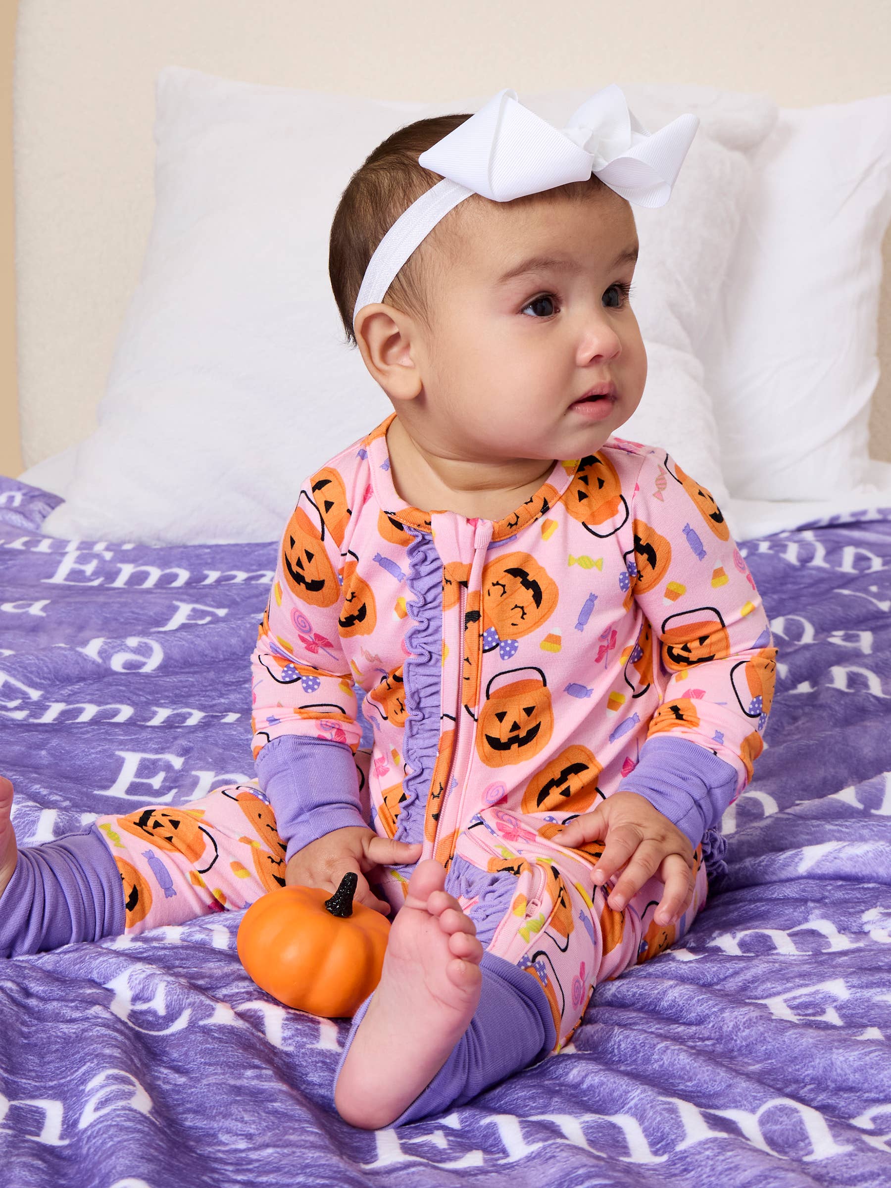 Pumpkin Boo Crew Bamboo Ruffle Footie